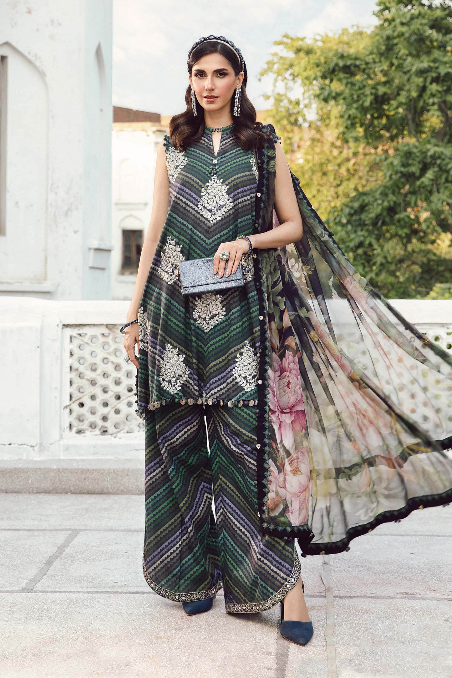 Maria.B MPrints Embroidered Cambric Unstitched 3Pc Suit