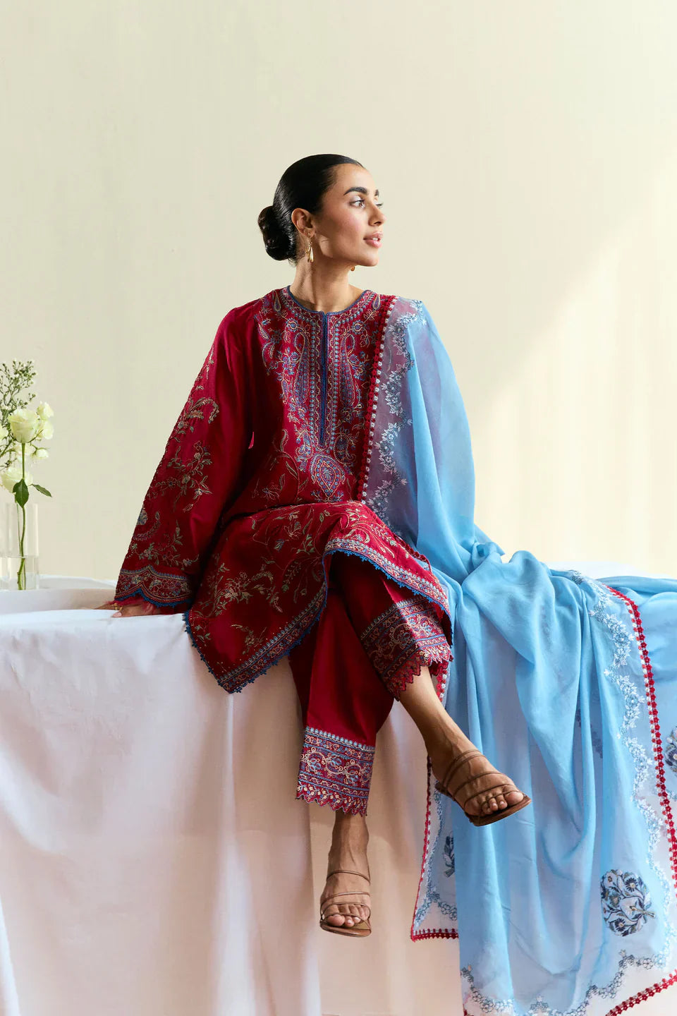 ZSJ LAWN EMBROIDERED 3PC SUIT