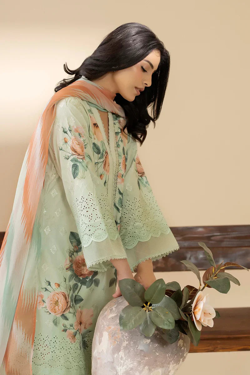 Digital Print Schiffli Embroidered Lawn Suit for Girls with Printed