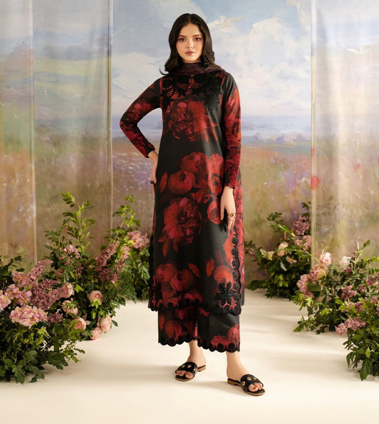 Feathers Dusky Delights Unstitched Digital Printed Lawn 3Pc Suit ZAYNA-FT473